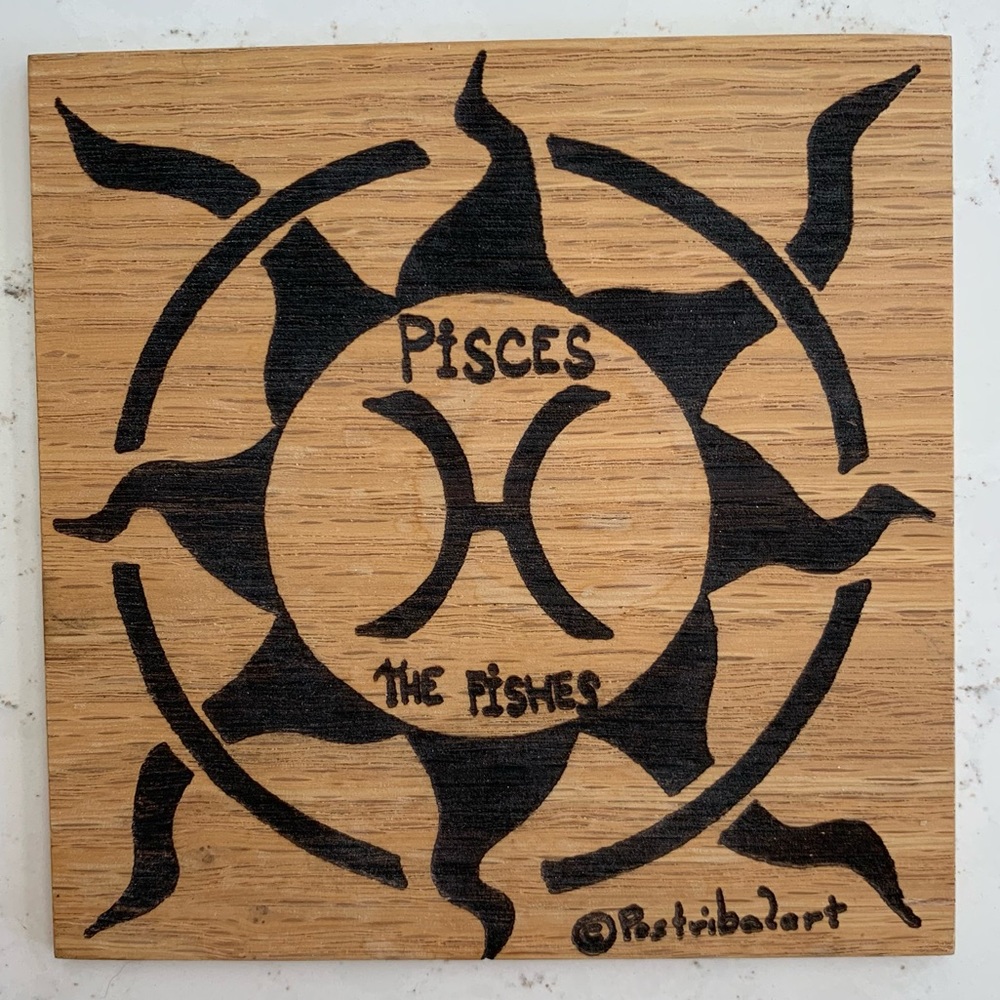 Pisces wood etched decor 5x5 2013 Venice Beach